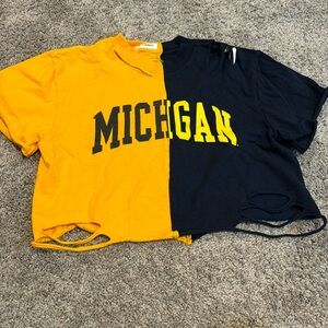 Michigan Split-Color Kids Short Sleeve Tee - Yellow & Navy